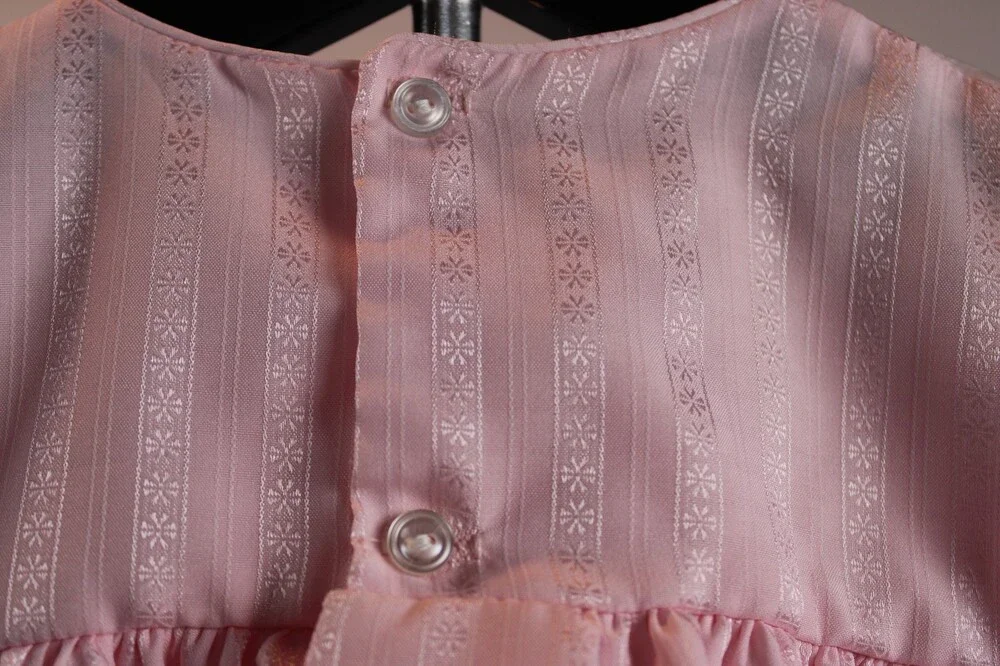 Vintage C.I. Castro Co Girl Babydoll Dress Size 18 Pink Lace Trim Cotton/Poly